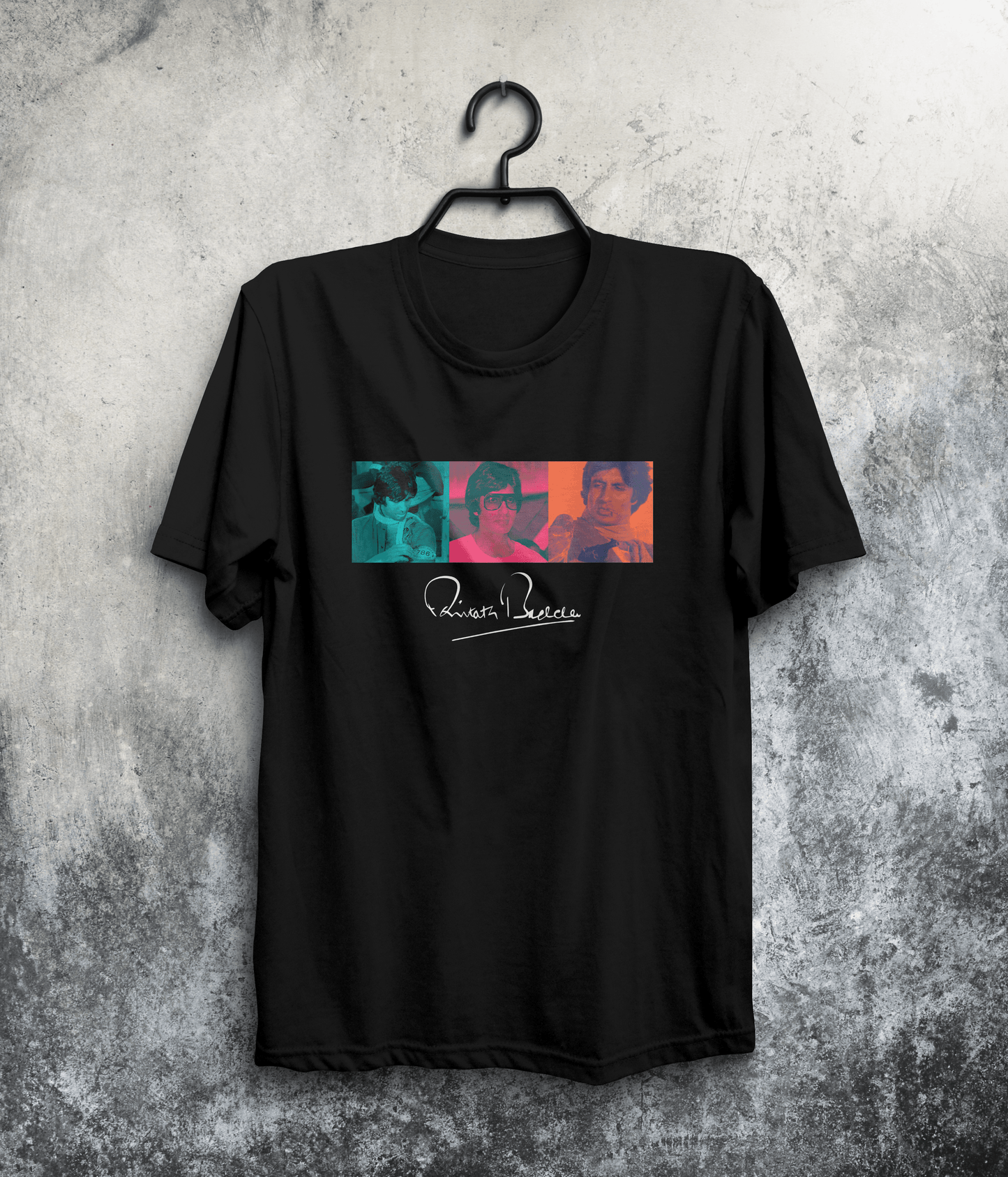 Amitabh Bachchan Pop Art T-Shirt | Film T-Shirt | Bollywood T-Shirt | Cultural T-Shirt | Icon T-Shirt In Black