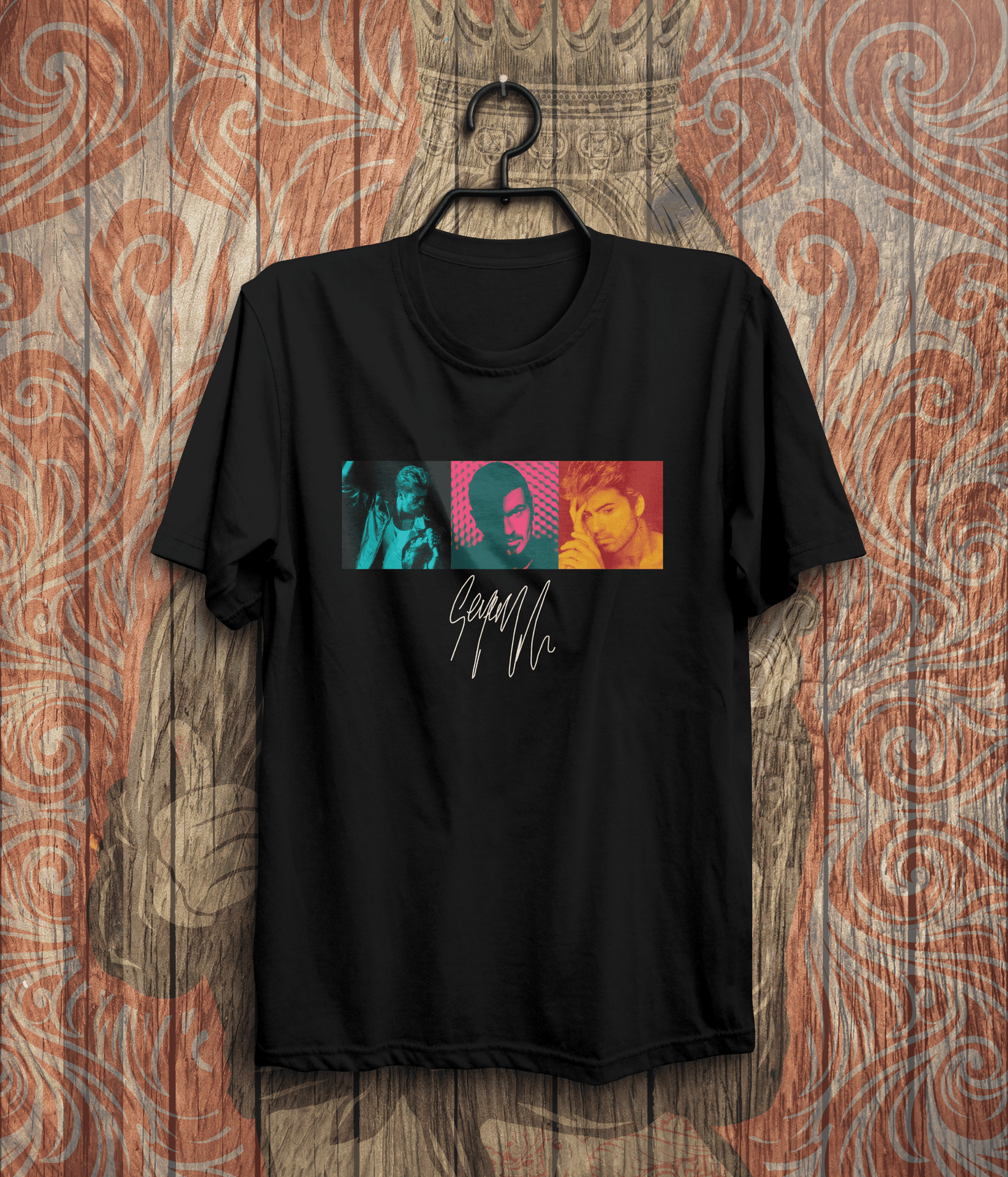 George Michael Pop Art T-Shirt | Music T-Shirt | Cultural T-Shirt | Icon T-Shirt In Black