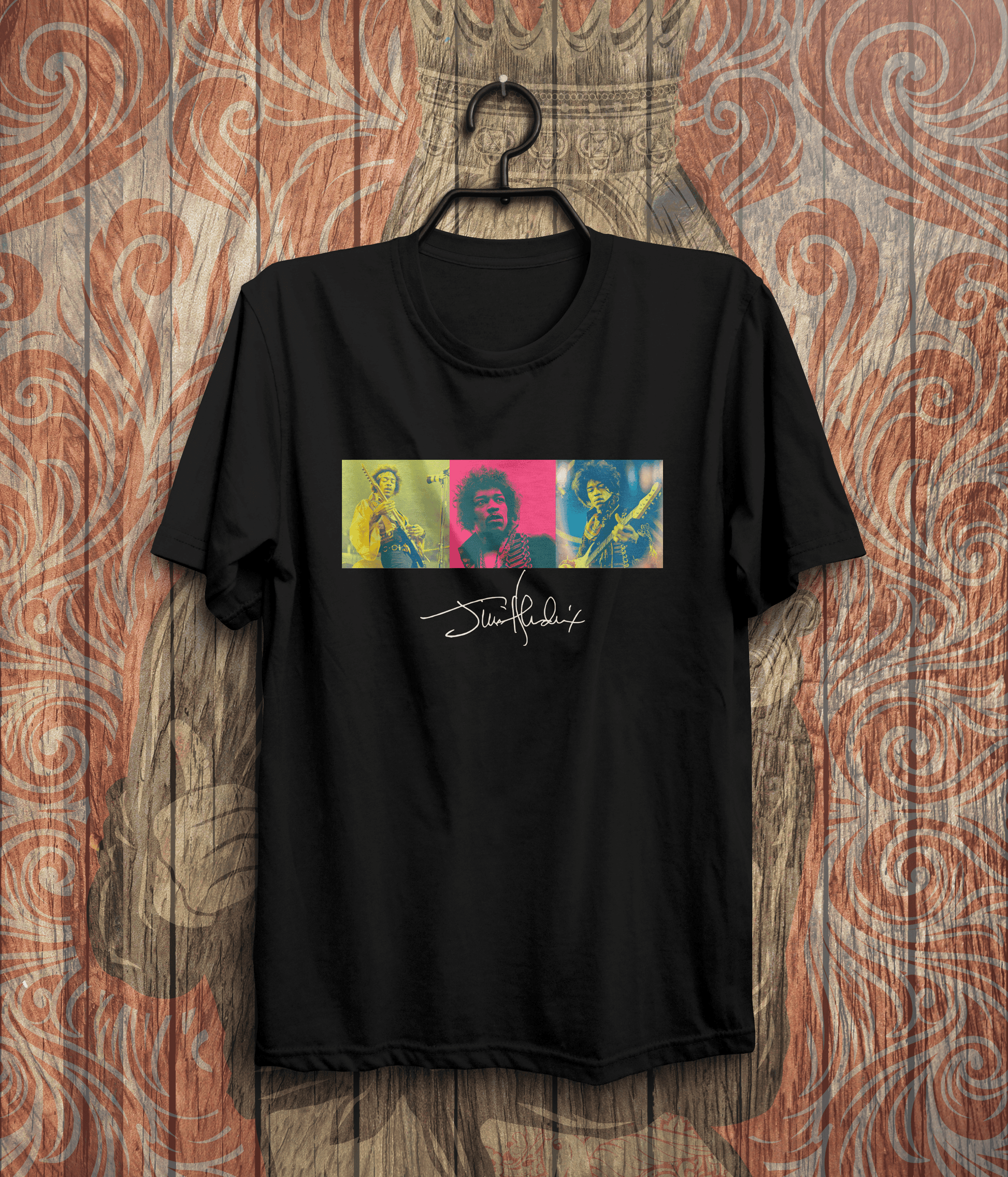 Jimi Hendrix Pop Art T-Shirt | Music T-Shirt | Cultural T-Shirt | Icon T-Shirt In Black