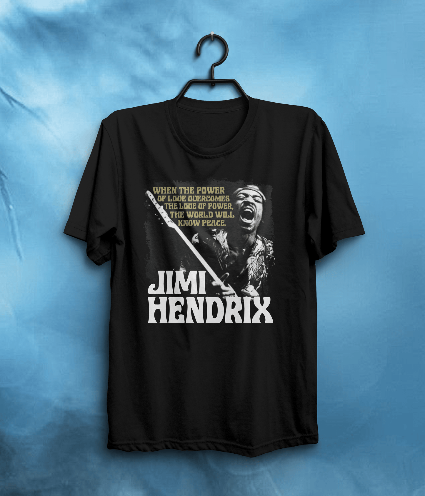 The Power of Love Jimi Hendrix Graphic Quote T-Shirt In Black