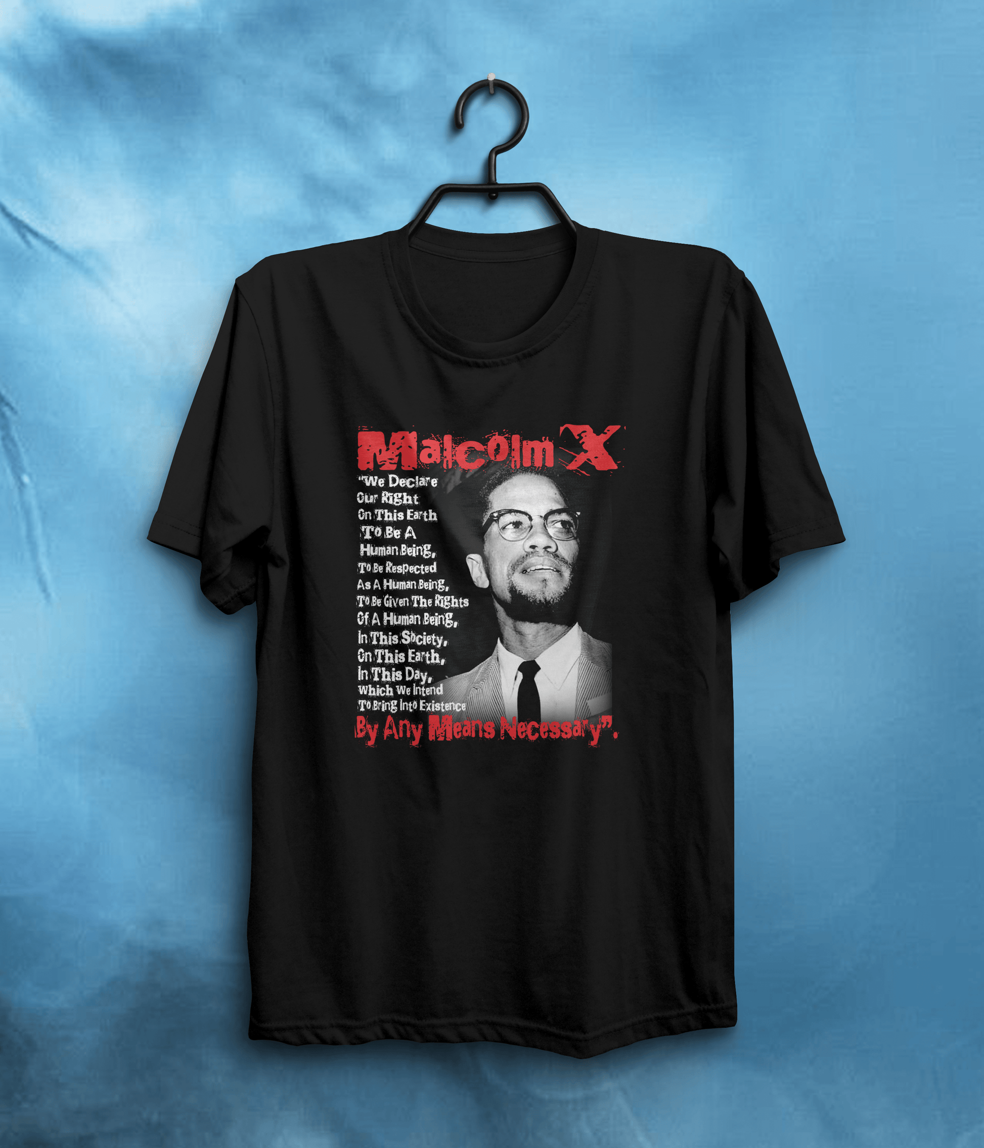 By Any Means Necessary Malcolm X Graphic Quote T-Shirt In Black
