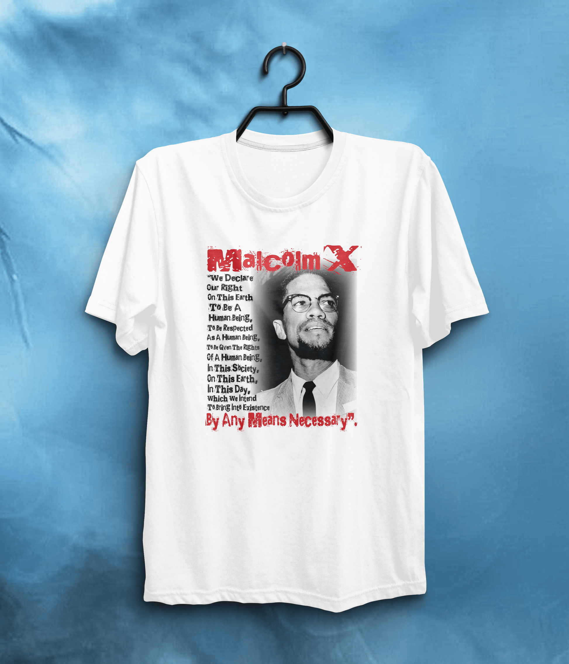 By Any Means Necessary Malcolm X Graphic Quote T-Shirt In White