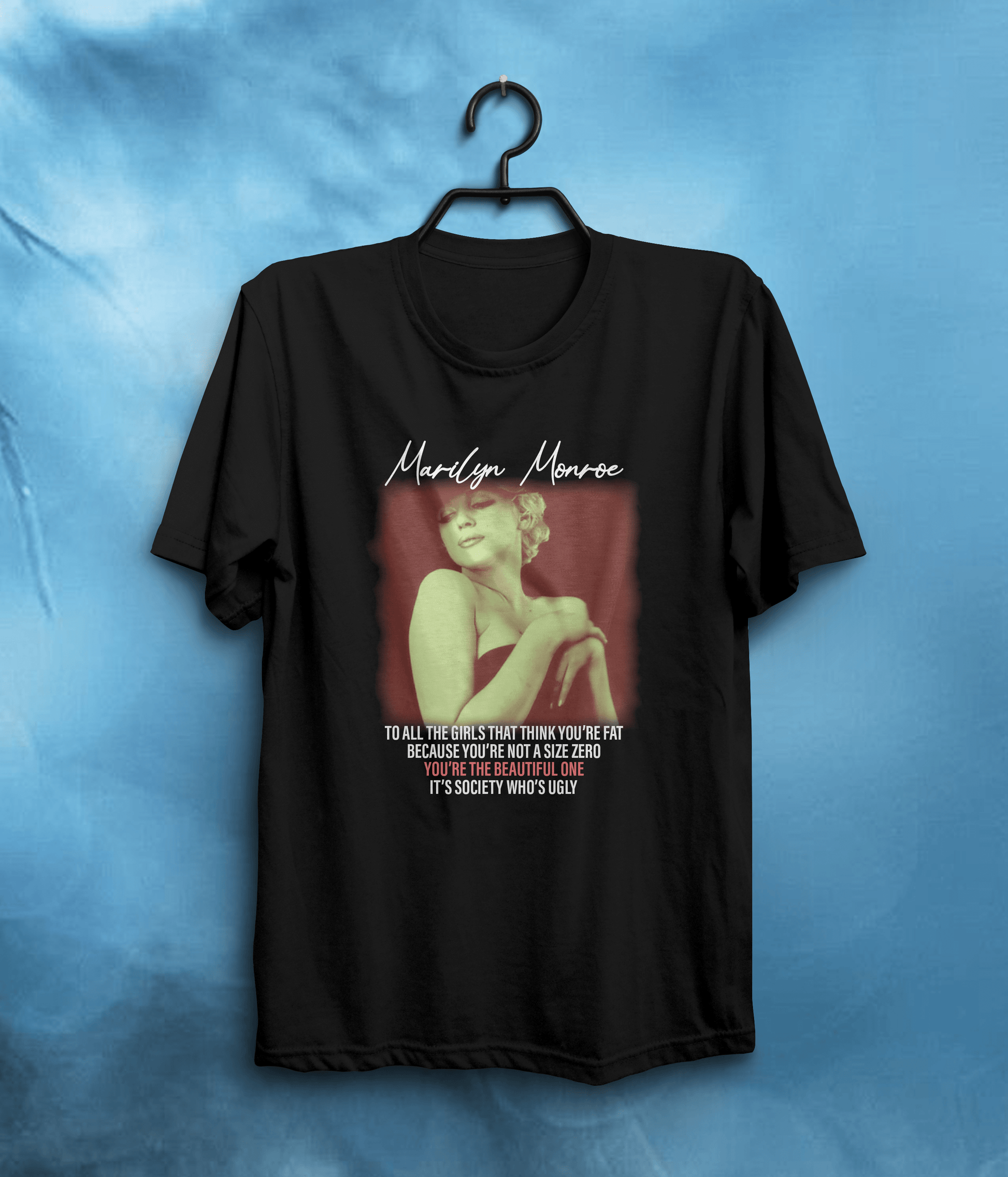 Ugly Society Quote T-Shirt by Marilyn Monroe In Black