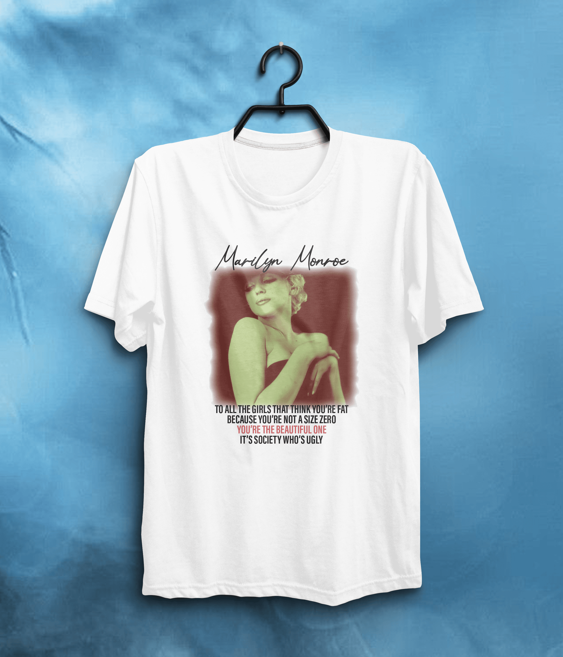 Ugly Society Quote T-Shirt by Marilyn Monroe In White