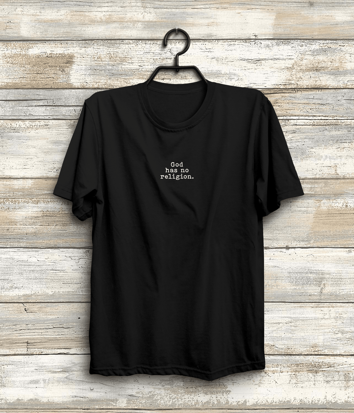 God Has No Religion Quote T-Shirt | Mahatma Gandhi In Black