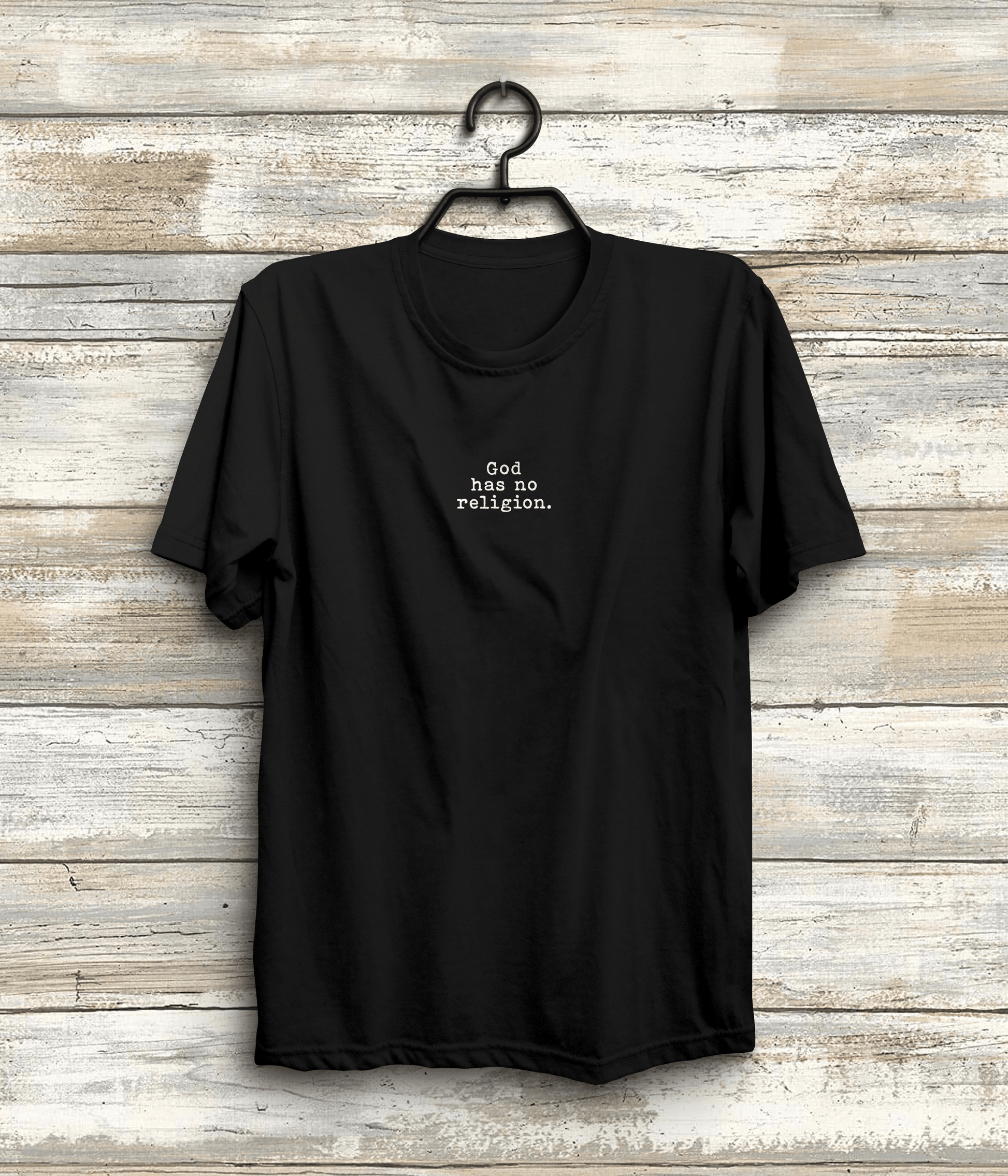 God Has No Religion Quote T-Shirt | Mahatma Gandhi In Black