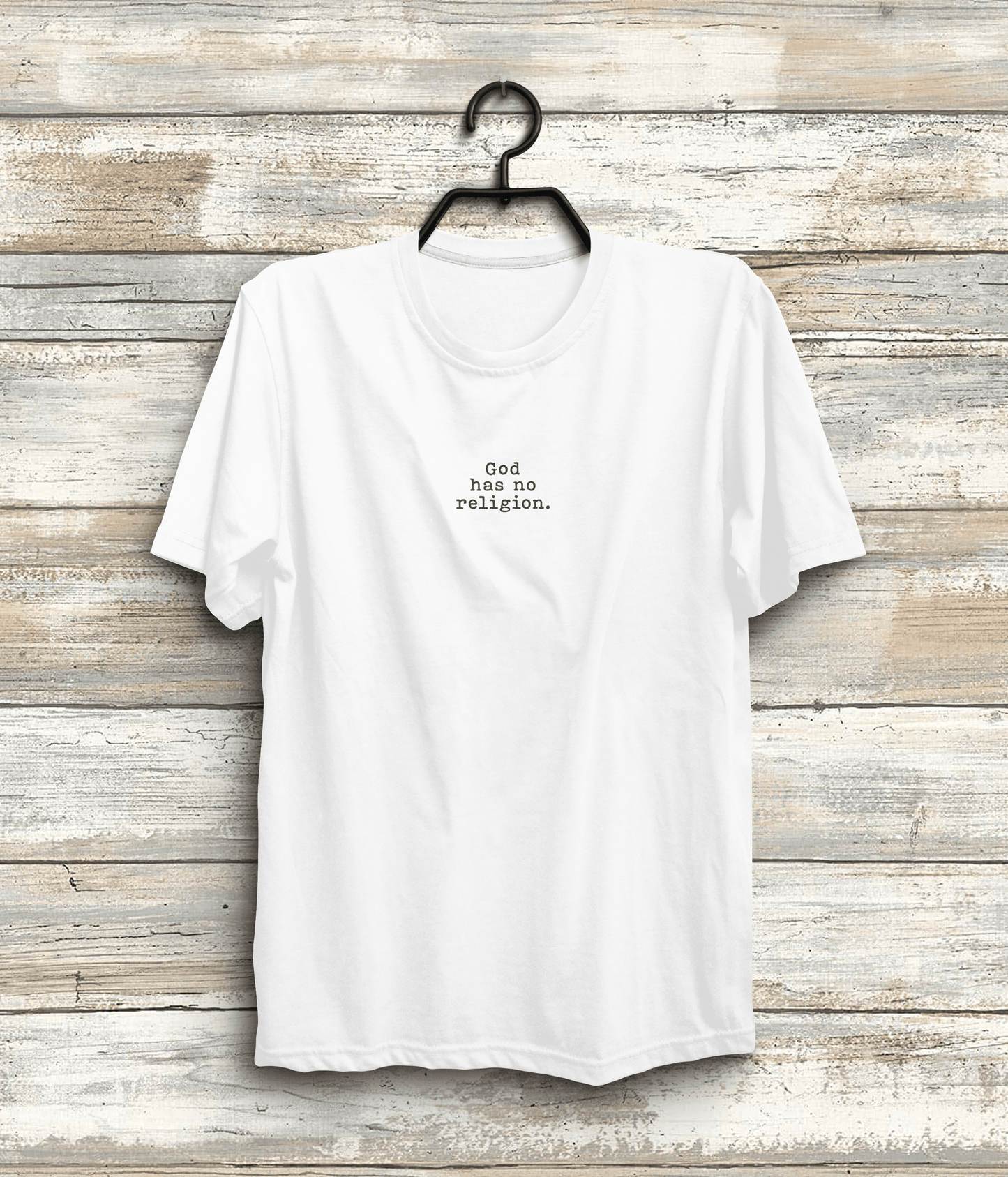 God Has No Religion Quote T-Shirt | Mahatma Gandhi In White