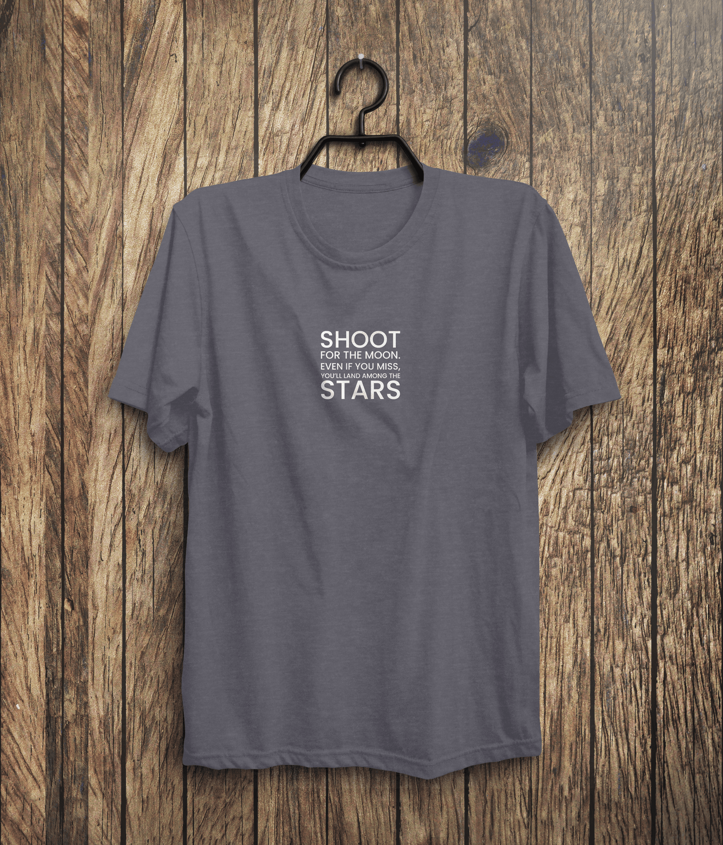 Shoot for the moon | Motivational T-Shirt | Quote T-Shirt | Les Brown T-Shirt In Grey